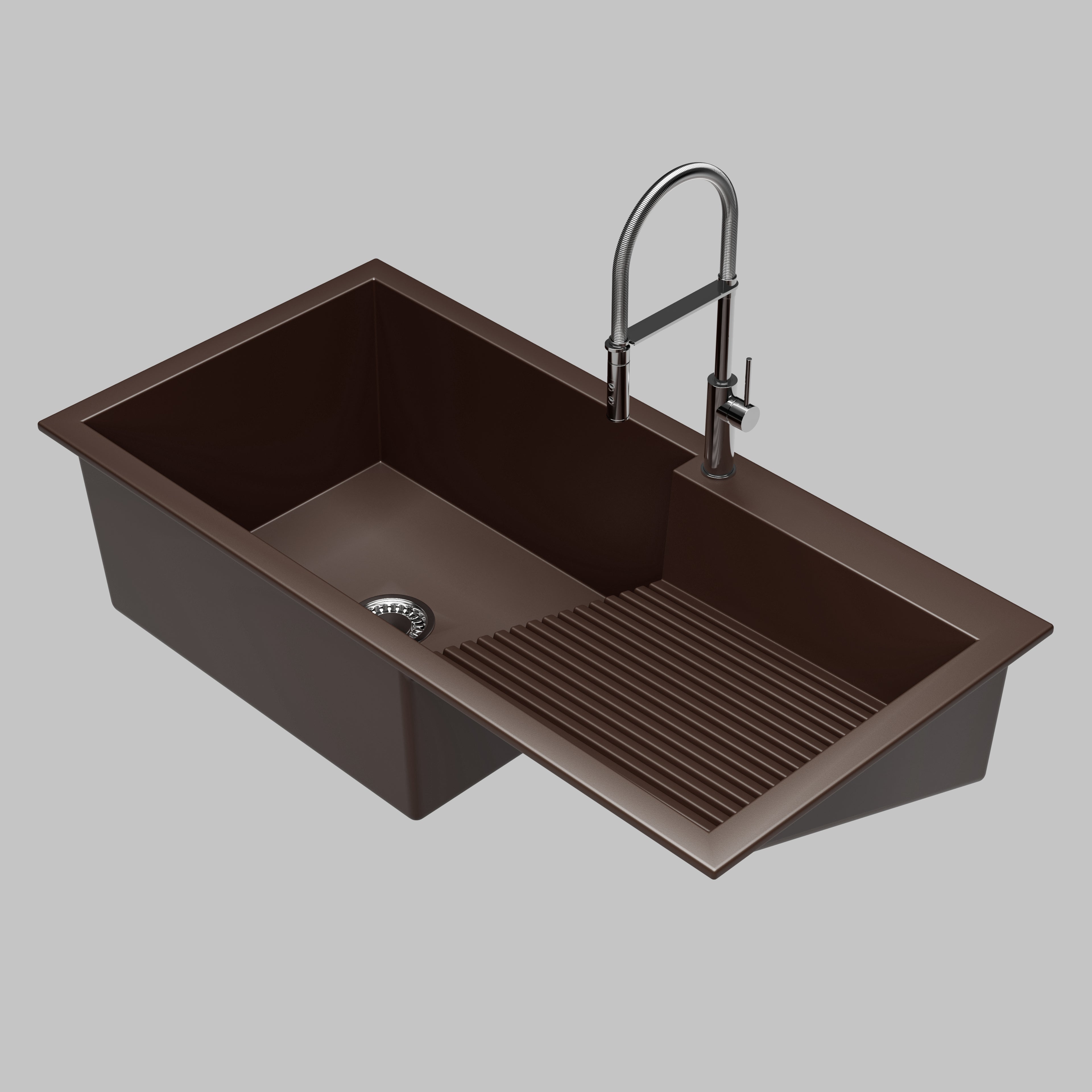 Asiatique Quartz Kitchen Sink D–403 (QUEEN) | 40" x 20" | German Quartz Single Bowl Laundry Sink | Top, Flush & Under Mount