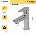 Asiatique Pillar Cock (C-000), Crystal Series Brass Faucet – Chrome Finish Bathroom & Kitchen Faucet with 15mm Cartridge