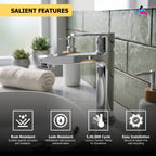 Asiatique Pillar Cock With Extended Spout (C-000A), Crystal Series Brass Faucet – Chrome Finish Bathroom & Kitchen Faucet with 15mm Cartridge