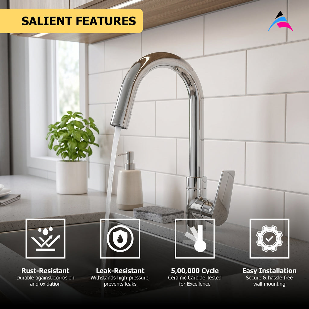 Asiatique Pillar Cock With Swivel ‘J’ Spout (C-002), Crystal Series Brass Faucet – Chrome Finish Bathroom & Kitchen Faucet with 15mm Cartridge