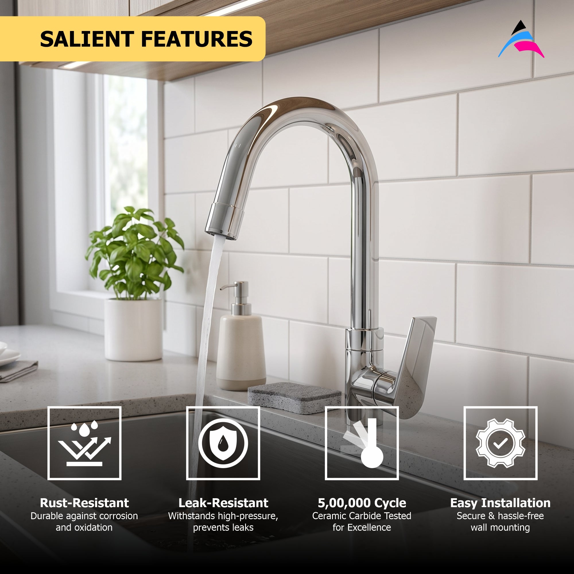 Asiatique Pillar Cock With Swivel ‘J’ Spout (C-002), Crystal Series Brass Faucet – Chrome Finish Bathroom & Kitchen Faucet with 15mm Cartridge