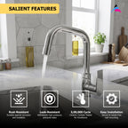 Asiatique Pillar Cock With Extended Swivel Spout (C-002EX), Crystal Series Brass Faucet – Chrome Finish Bathroom & Kitchen Faucet with 15mm Cartridge