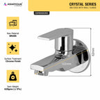 Asiatique Bib Cock With Wall Flange (C-003), Crystal Series Brass Faucet – Chrome Finish Bathroom & Kitchen Faucet with 15mm Cartridge