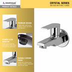 Asiatique Bib Cock With Wall Flange (C-003), Crystal Series Brass Faucet – Chrome Finish Bathroom & Kitchen Faucet with 15mm Cartridge