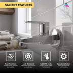 Asiatique Bib Cock Long Body With Wall Flange (C-004), Crystal Series Brass Faucet – Chrome Finish Bathroom & Kitchen Faucet with 15mm Cartridge