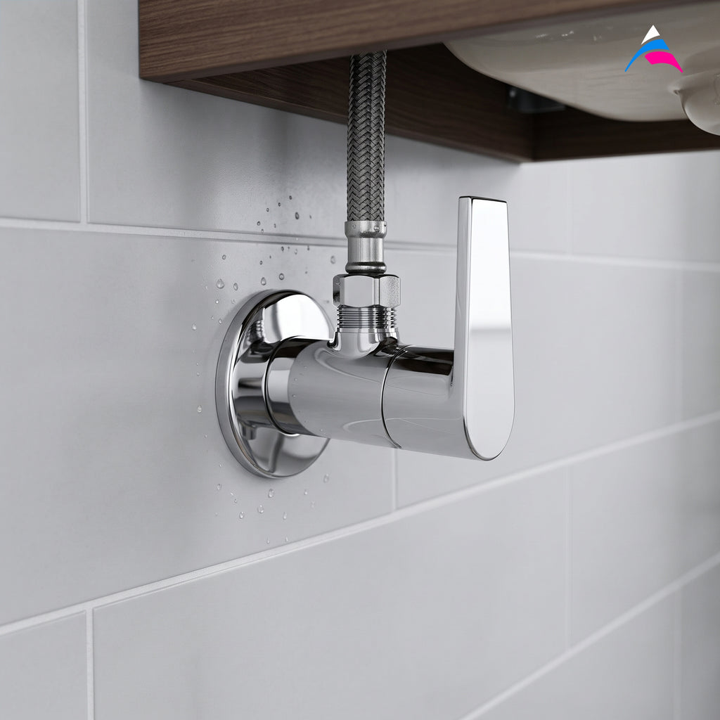 Asiatique Angle Cock With Wall Flange (C-005), Crystal Series Brass Faucet – Chrome Finish Bathroom & Kitchen Faucet with 15mm Cartridge