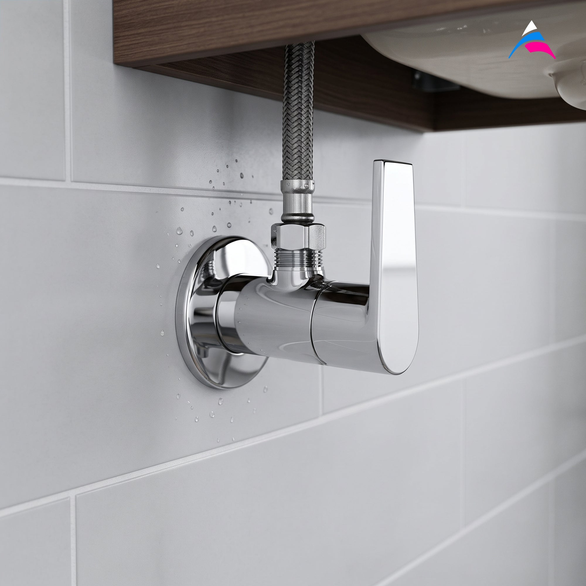 Asiatique Angle Cock With Wall Flange (C-005), Crystal Series Brass Faucet – Chrome Finish Bathroom & Kitchen Faucet with 15mm Cartridge