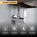 Asiatique Angle Cock With Wall Flange (C-005), Crystal Series Brass Faucet – Chrome Finish Bathroom & Kitchen Faucet with 15mm Cartridge