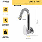 Asiatique Sink Cock With Swivel ‘J’ Spout Wall Mounted With Flange (C-008), Crystal Series Brass Faucet – Chrome Finish Bathroom & Kitchen Faucet with 15mm Cartridge