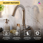 Asiatique Sink Cock With Swivel ‘J’ Spout Wall Mounted With Flange (C-008), Crystal Series Brass Faucet – Chrome Finish Bathroom & Kitchen Faucet with 15mm Cartridge