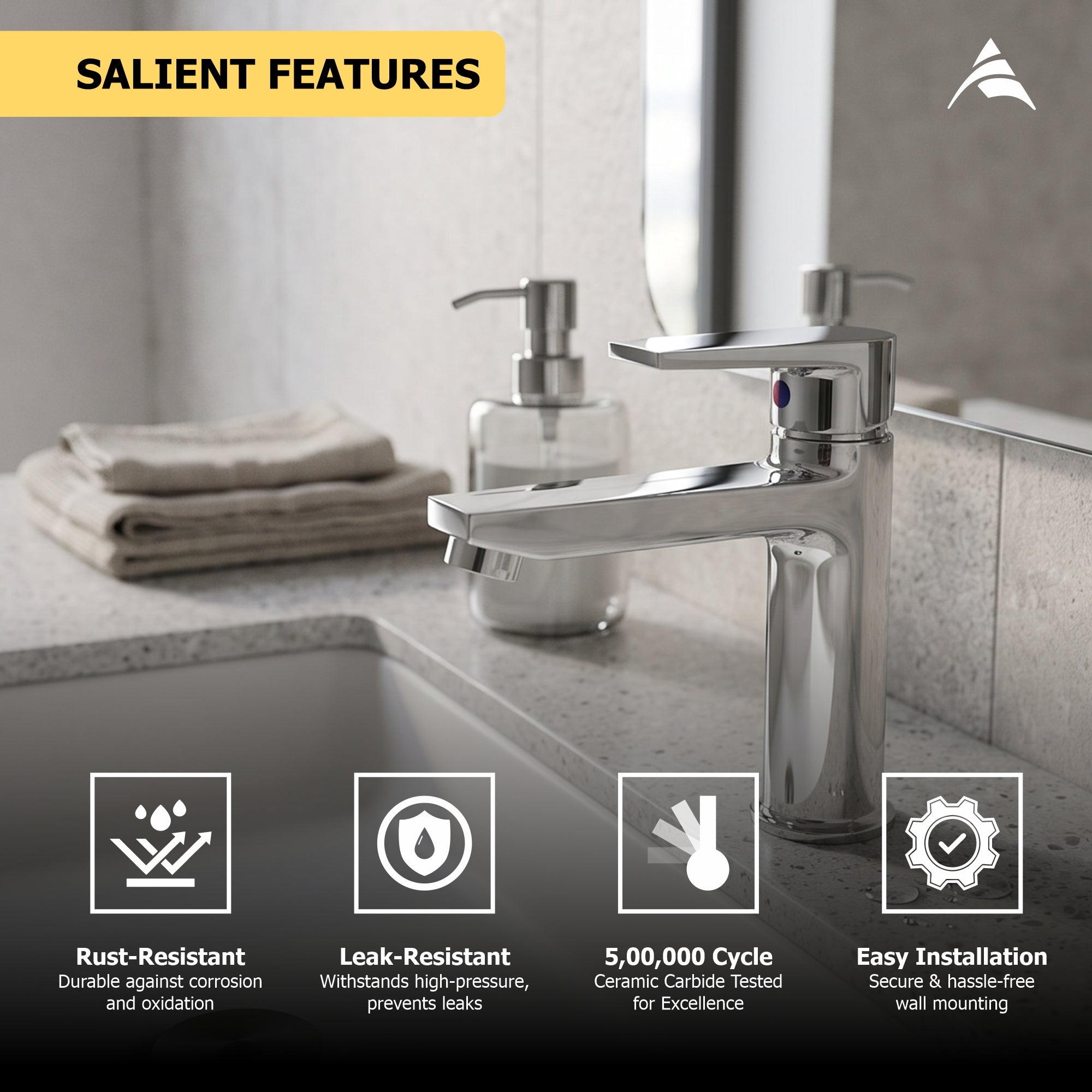 Asiatique S/L Basin Mixer With Braided Hoses (C-009), Crystal Series Brass Faucet – Chrome Finish Bathroom & Kitchen Faucet with 15mm Cartridge
