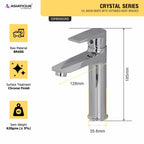 Asiatique S/L Basin Mixer With Extended Body Braided (C-009EX), Crystal Series Brass Faucet – Chrome Finish Bathroom & Kitchen Faucet with 15mm Cartridge