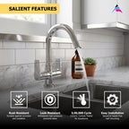 Asiatique C/H Basin Mixer With Swivel ‘J’ Spout (C-011), Crystal Series Brass Faucet – Chrome Finish Bathroom & Kitchen Faucet with 15mm Cartridge