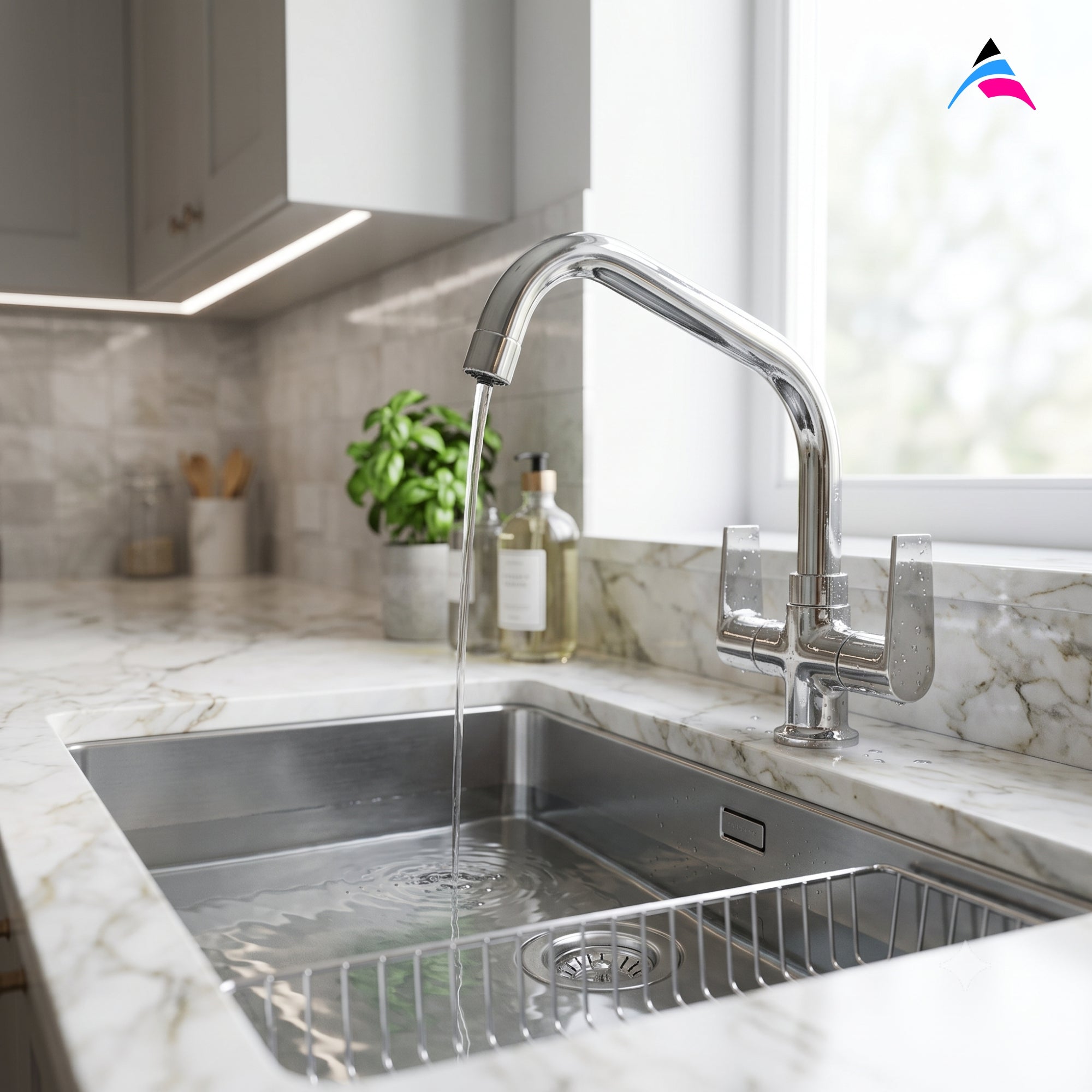 Asiatique C/H Basin Mixer With Extended Swivel Spout (C-011EX), Crystal Series Brass Faucet – Chrome Finish Bathroom & Kitchen Faucet with 15mm Cartridge