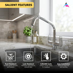 Asiatique C/H Basin Mixer With Extended Swivel Spout (C-011EX), Crystal Series Brass Faucet – Chrome Finish Bathroom & Kitchen Faucet with 15mm Cartridge