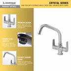 Asiatique C/H Basin Mixer With Extended Swivel Spout (C-011EX), Crystal Series Brass Faucet – Chrome Finish Bathroom & Kitchen Faucet with 15mm Cartridge