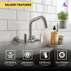 Asiatique Sink Mixer With Extended Swivel Spout Wall Mounted (C-013EX), Crystal Series Brass Faucet – Chrome Finish Bathroom & Kitchen Faucet with 15mm Cartridge