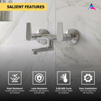 Asiatique Wall Mixer Non-Telephonic Wall Mounted (C-014), Crystal Series Brass Faucet – Chrome Finish Bathroom & Kitchen Faucet with 15mm Cartridge