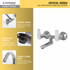 Asiatique Wall Mixer Non-Telephonic Wall Mounted (C-014), Crystal Series Brass Faucet – Chrome Finish Bathroom & Kitchen Faucet with 15mm Cartridge