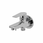 Asiatique S/L 2 in 1 Bib Cock With Wall Flange (C-015 S/L), Crystal Series Brass Faucet – Chrome Finish Bathroom & Kitchen Faucet with 15mm Cartridge