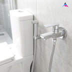 Asiatique S/L 2 in 1 Bib Cock With Wall Flange (C-015 S/L), Crystal Series Brass Faucet – Chrome Finish Bathroom & Kitchen Faucet with 15mm Cartridge