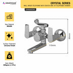 Asiatique Wall Mixer Telephonic With Crutch ARR. Of Tele. Shower (C-016), Crystal Series Brass Faucet – Chrome Finish Bathroom & Kitchen Faucet with 15mm Cartridge