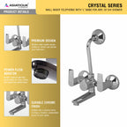 Asiatique Wall Mixer Telephonic With ‘L’ Bend for ARR. Of O/H Shower (C-017), Crystal Series Brass Faucet – Chrome Finish Bathroom & Kitchen Faucet with 15mm Cartridge