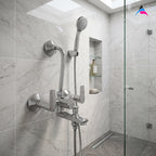 Asiatique 3 in 1 Wall Mixer With Pro. For Tele. Shower & O/H Shower (C-018), Crystal Series Brass Faucet – Chrome Finish Bathroom & Kitchen Faucet with 15mm Cartridge