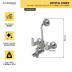 Asiatique 3 in 1 Wall Mixer With Pro. For Tele. Shower & O/H Shower (C-018), Crystal Series Brass Faucet – Chrome Finish Bathroom & Kitchen Faucet with 15mm Cartridge
