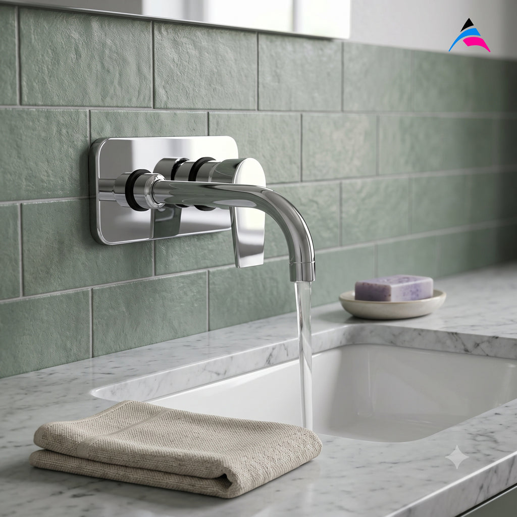 Asiatique Single Concealed Wall Mounted Upper Part (C-019U), Crystal Series Brass Faucet – Chrome Finish Bathroom & Kitchen Faucet with 15mm Cartridge