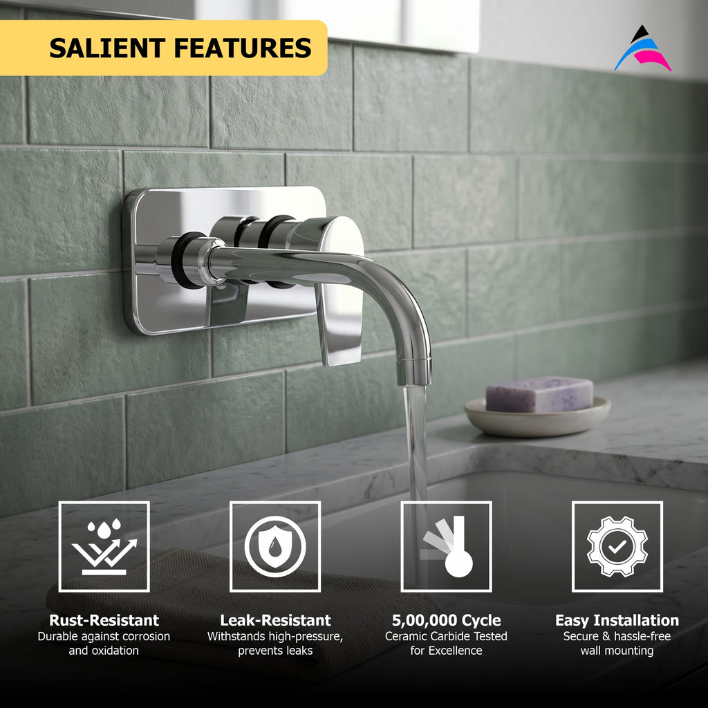 Asiatique Single Concealed Wall Mounted Upper Part (C-019U), Crystal Series Brass Faucet – Chrome Finish Bathroom & Kitchen Faucet with 15mm Cartridge