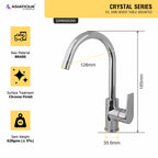 Asiatique S/L Sink Mixer Table Mounted (C-027), Crystal Series Brass Faucet – Chrome Finish Bathroom & Kitchen Faucet with 15mm Cartridge