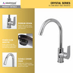 Asiatique S/L Sink Mixer Table Mounted (C-027), Crystal Series Brass Faucet – Chrome Finish Bathroom & Kitchen Faucet with 15mm Cartridge