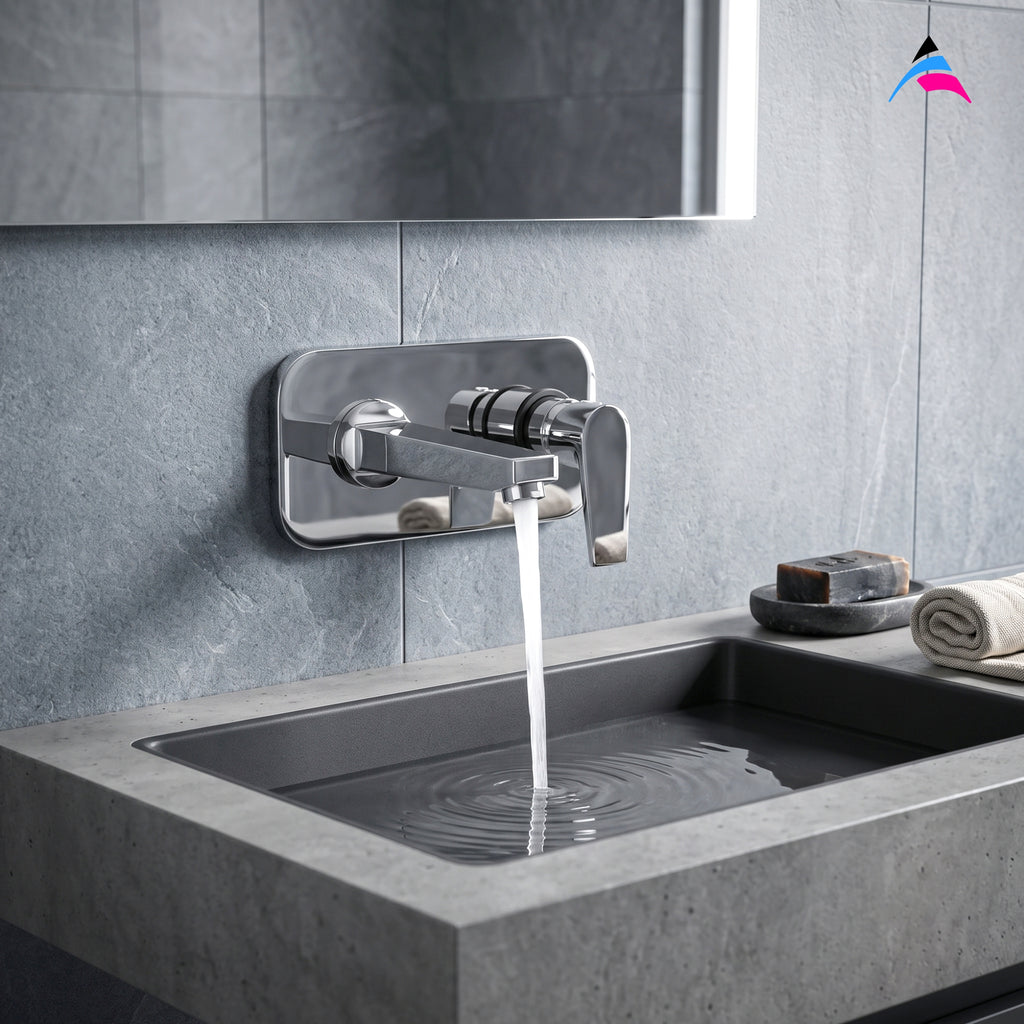 Asiatique Single Concealed Wall Mounted Upper Part (C-028U), Crystal Series Brass Faucet – Chrome Finish Bathroom & Kitchen Faucet with 15mm Cartridge