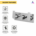 Asiatique Con. Wall Mixer Upper Part (C-029U), Crystal Series Brass Faucet – Chrome Finish Bathroom & Kitchen Faucet with 15mm Cartridge