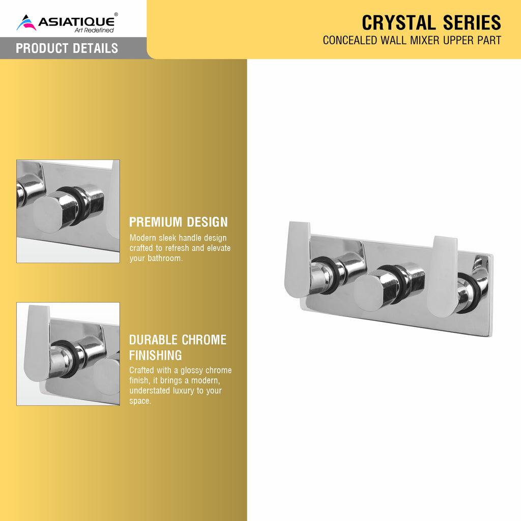 Asiatique Con. Wall Mixer Upper Part (C-029U), Crystal Series Brass Faucet – Chrome Finish Bathroom & Kitchen Faucet with 15mm Cartridge