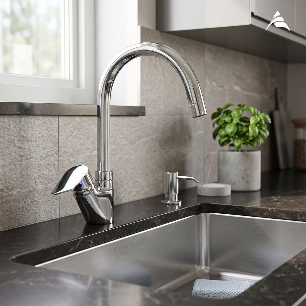 Asiatique S/L Basin Mixer Table Mounted (C-032), Crystal Series Brass Faucet – Chrome Finish Bathroom & Kitchen Faucet with 15mm Cartridge