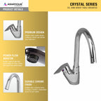 Asiatique S/L Basin Mixer Table Mounted (C-032), Crystal Series Brass Faucet – Chrome Finish Bathroom & Kitchen Faucet with 15mm Cartridge