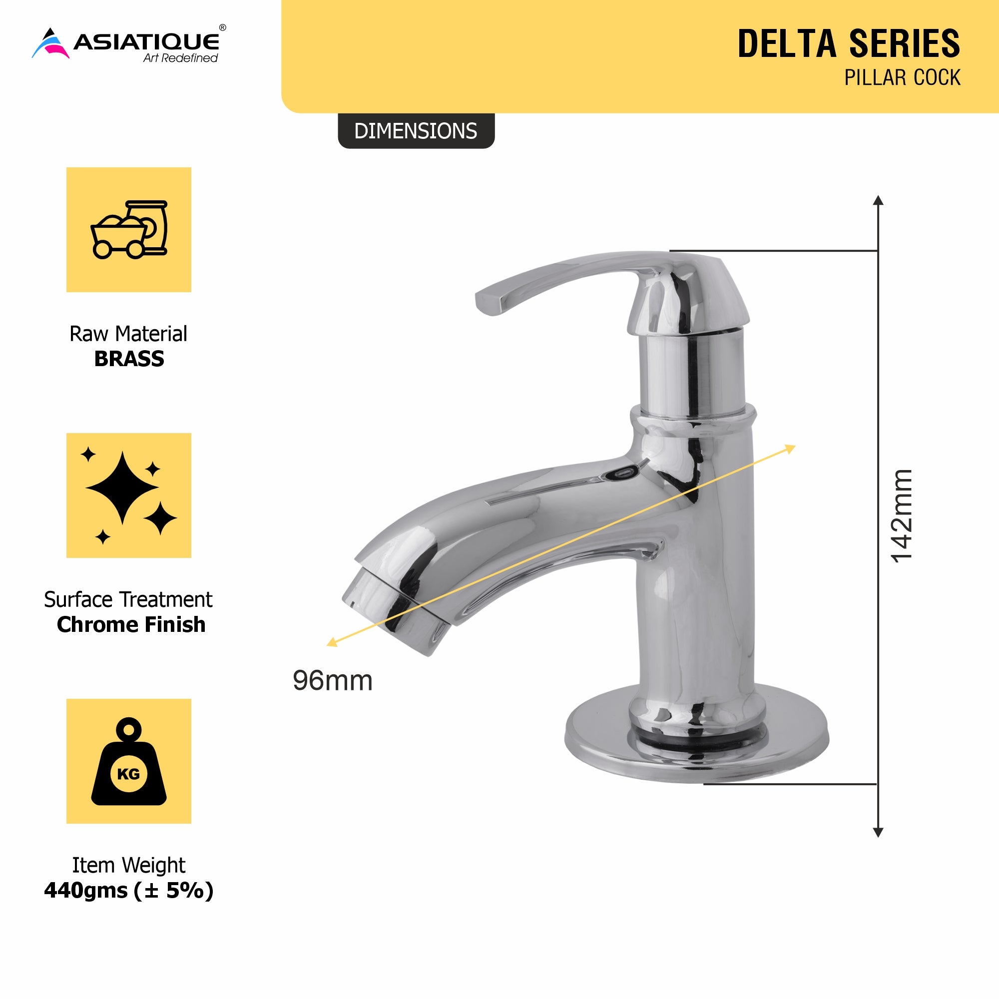 Asiatique Pillar Cock (D-000), Delta Series Premium Brass Bathroom & Kitchen Faucets