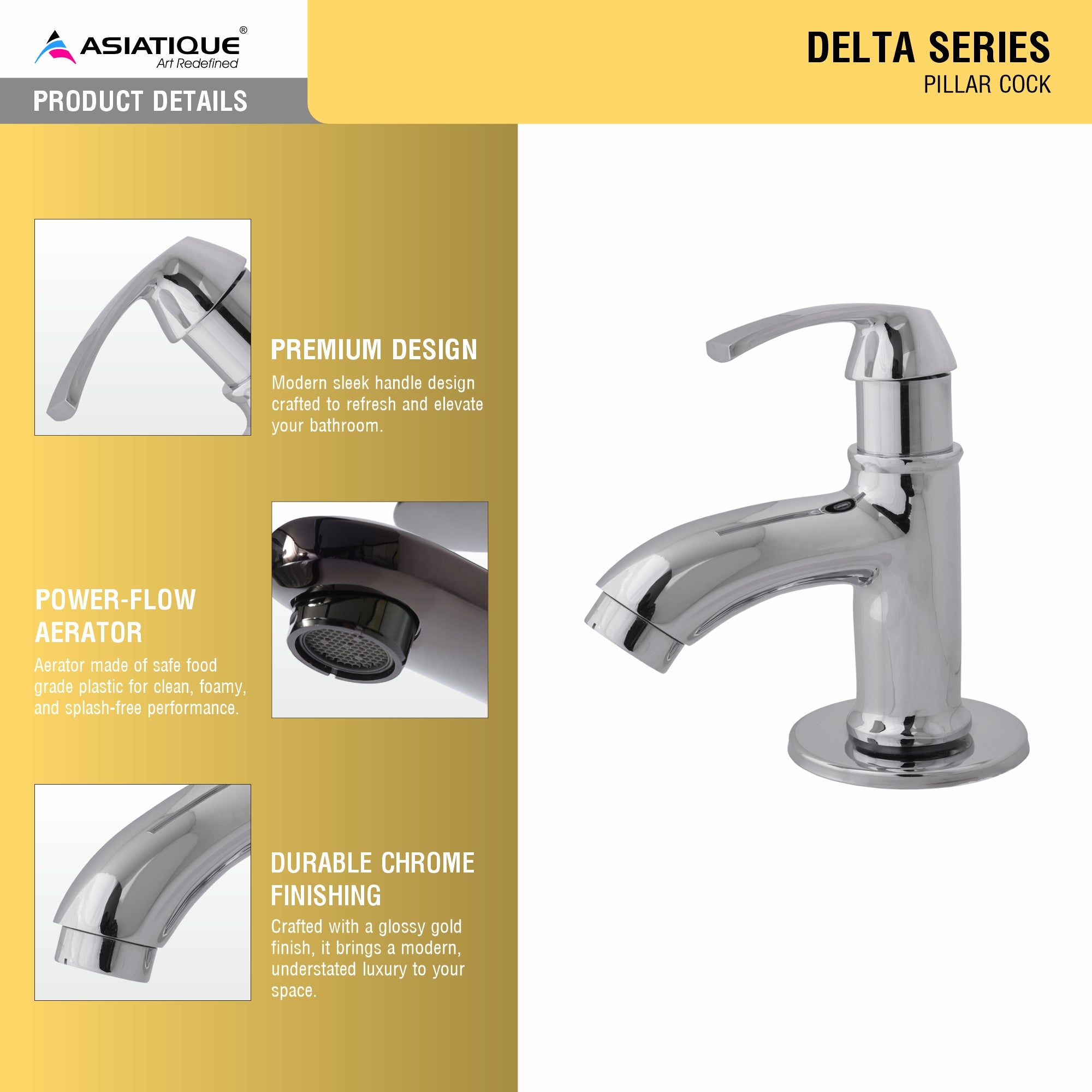 Asiatique Pillar Cock (D-000), Delta Series Premium Brass Bathroom & Kitchen Faucets