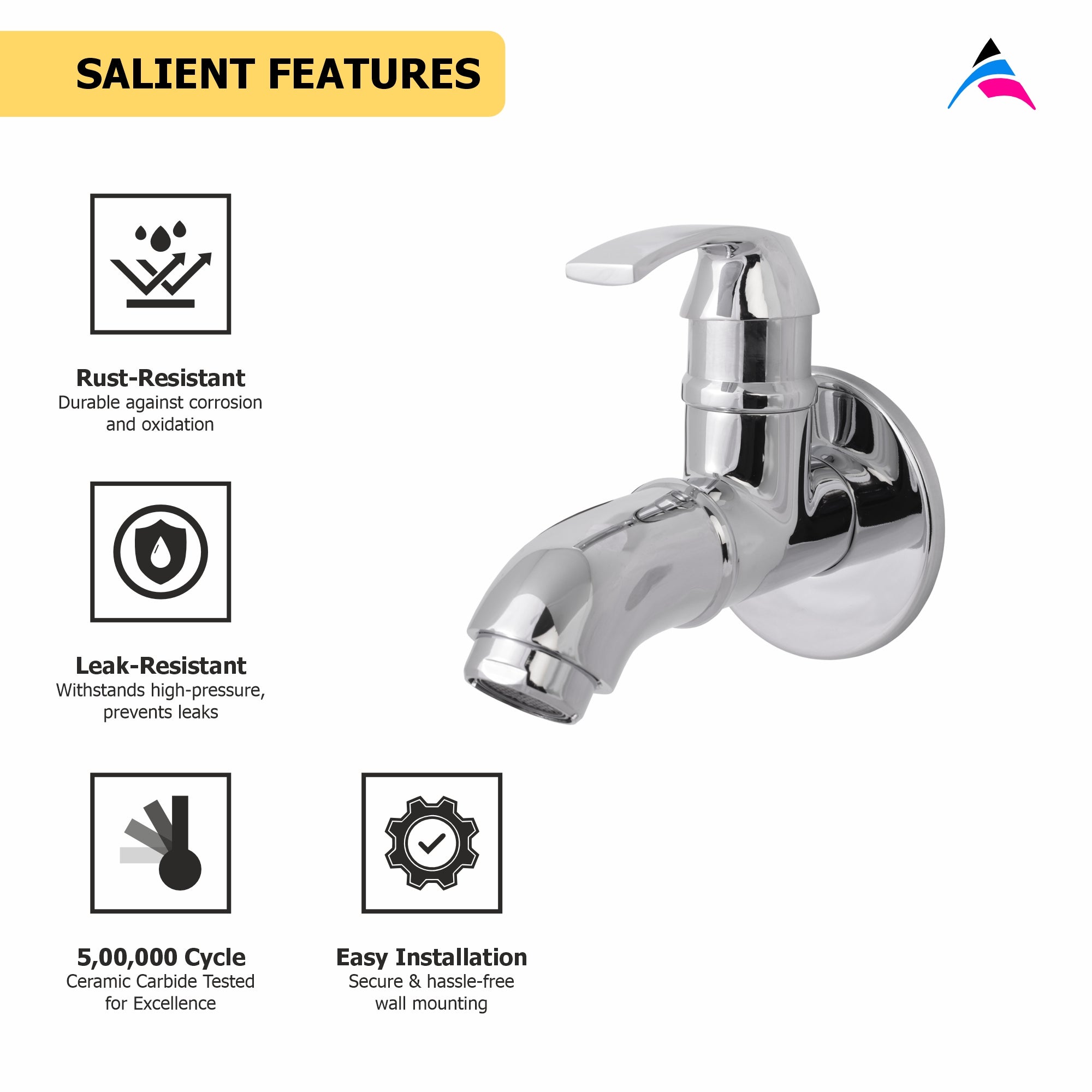 Asiatique  Bib Cock With Wall Flange (D-003), Delta Series Premium Brass Bathroom & Kitchen Faucets