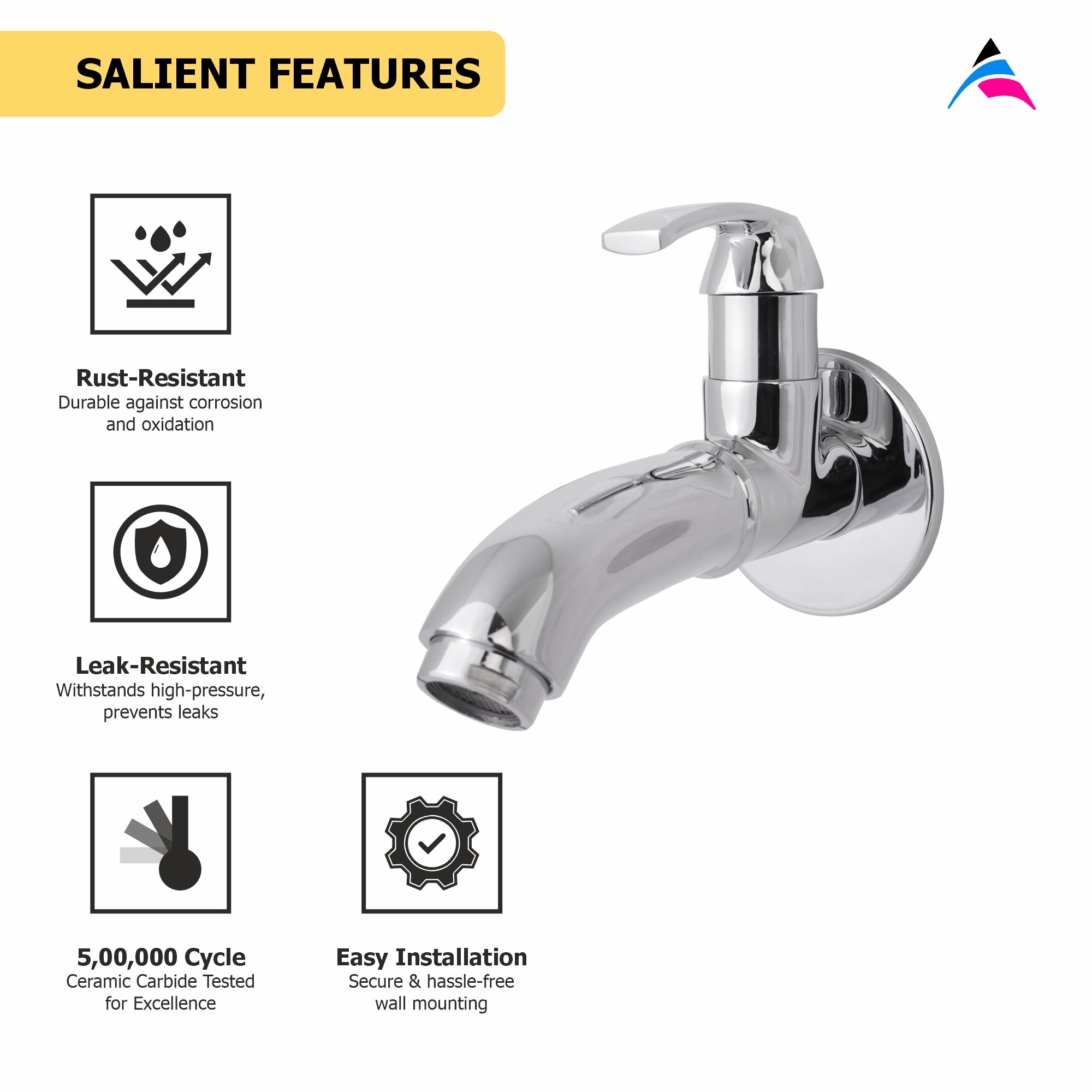 Asiatique  Bib Cock Long Body With Wall Flange (D-004), Delta Series Premium Brass Bathroom & Kitchen Faucets