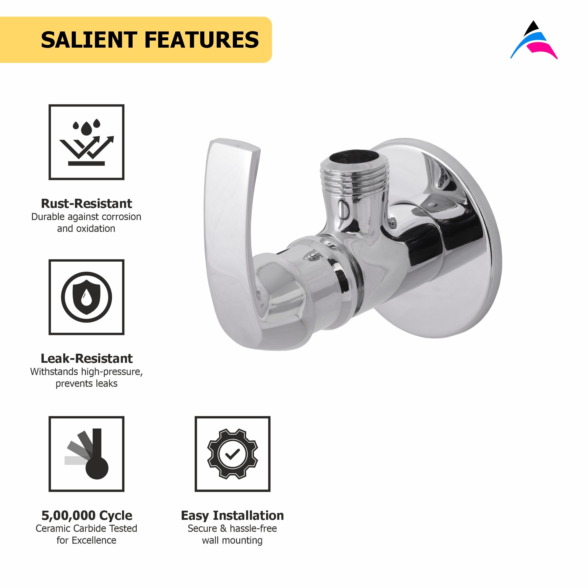 Asiatique  Angle Cock with wall Flange  (D-005), Delta Series Premium Brass Bathroom & Kitchen Faucets