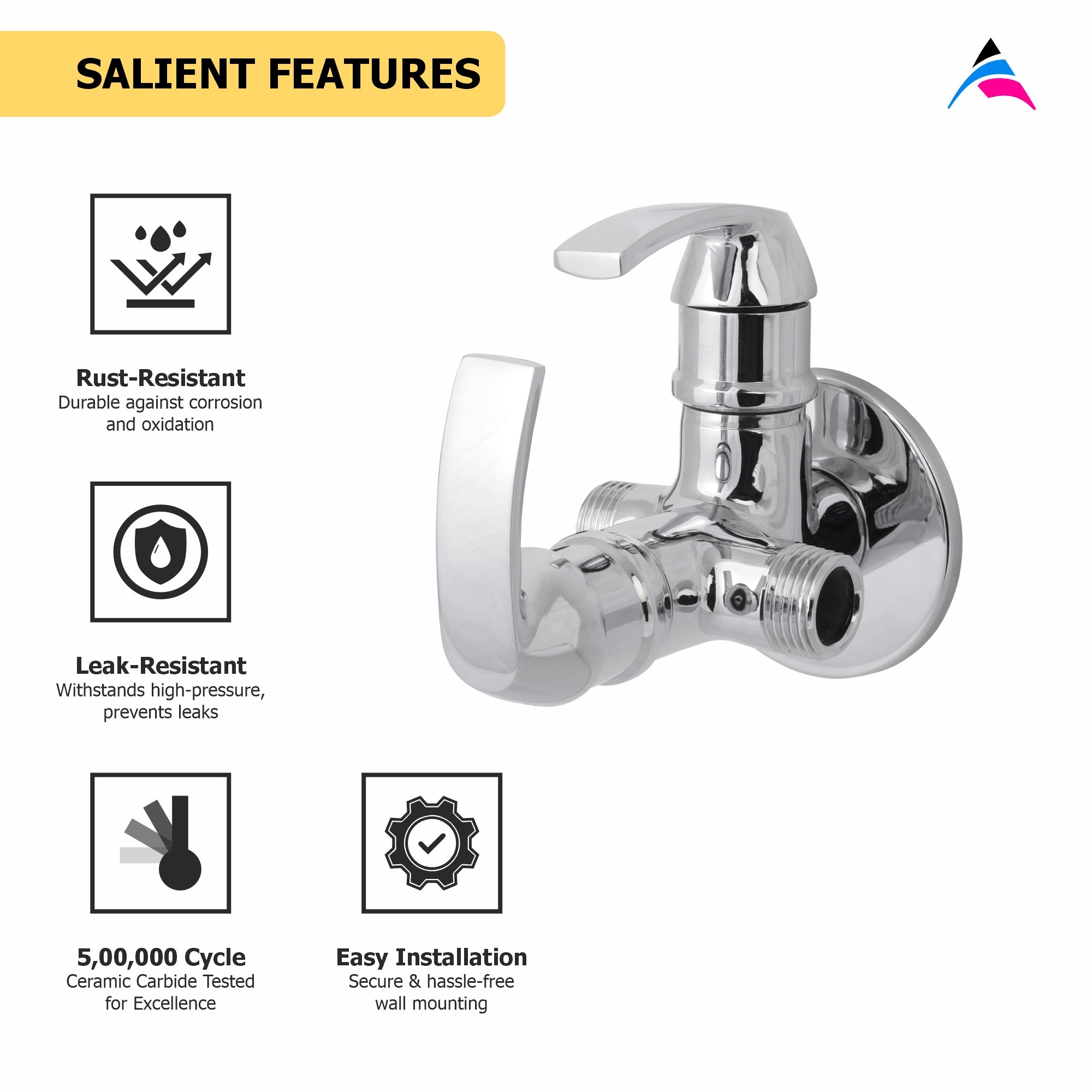 Asiatique 2 Way Angle Cock With Wall Flange (D-005TW), Delta Series Premium Brass Bathroom & Kitchen Faucets