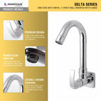 Asiatique S/L Sink Cock with Swivel 'j' Spout Wall Mounted With Flange   (D-008), Delta Series Premium Brass Bathroom & Kitchen Faucets