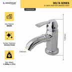 Asiatique S/L Basin Mixer with  Braided Hoses (D-009), Delta Series Premium Brass Bathroom & Kitchen Faucets
