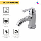 Asiatique S/L Basin Mixer with  Braided Hoses (D-009), Delta Series Premium Brass Bathroom & Kitchen Faucets