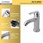 Asiatique S/L Basin Mixer with Extended Body Braided Hoses (D-009EX), Delta Series Premium Brass Bathroom & Kitchen Faucets