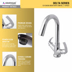 Asiatique C/H Basin Mixer With Swivel 'j' Spout  (D-011), Delta Series Premium Brass Bathroom & Kitchen Faucets
