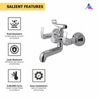 Asiatique S/L Wall Mixer Telephonic With Crutch ARR of Tele Shower  (D-016), Delta Series Premium Brass Bathroom & Kitchen Faucets